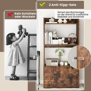 Northix Bibliothèque avec tiroir, étagère sur pied avec 2 compartiments, étagère de bureau en bois  