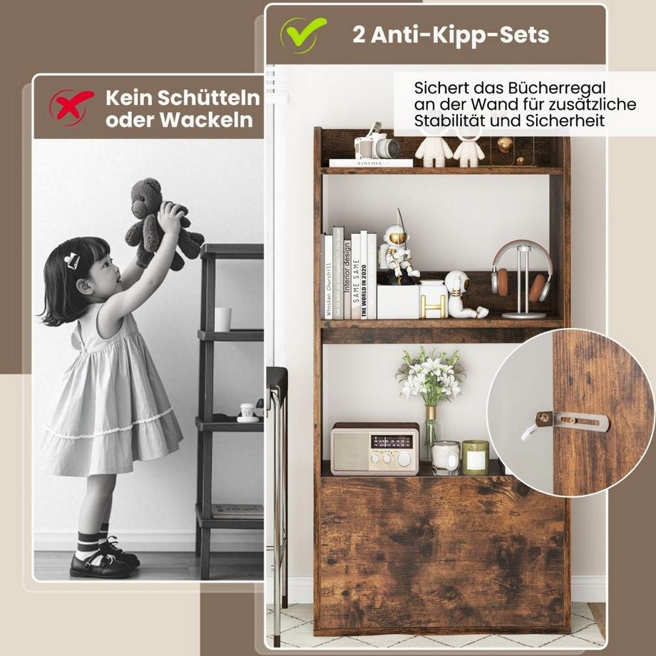 Northix Bücherregal mit Schublade Standregal mit 2 Fächern Büroregal aus Holz  