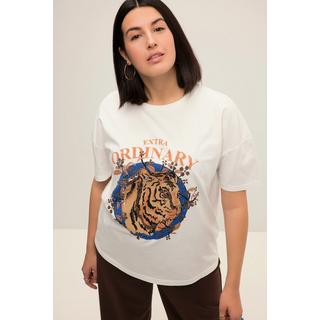 Studio Untold  T-shirt oversize à col rond et manches courtes, imprimé tigre 