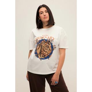 Studio Untold  T-shirt oversize à col rond et manches courtes, imprimé tigre 