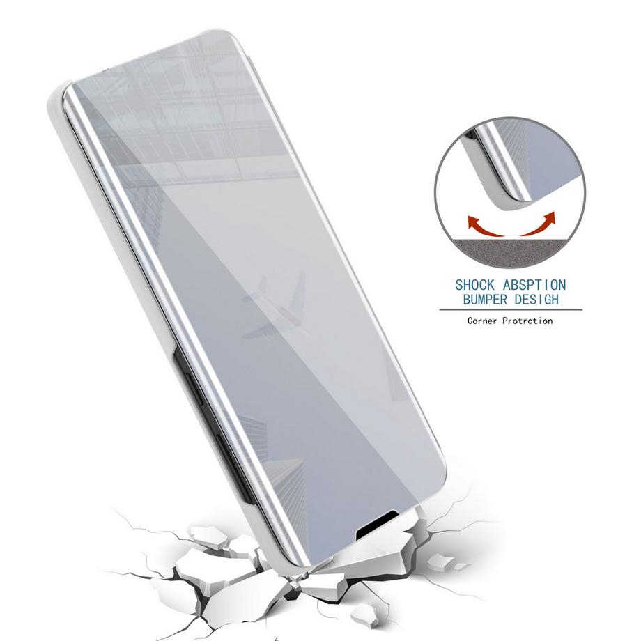 Cadorabo  Hülle für Samsung Galaxy A50 4G  A50s  A30s in ACHAT SILBER - Clear View Spiegel Schutzhülle mit Standfunktion 360 Grad Schutz 