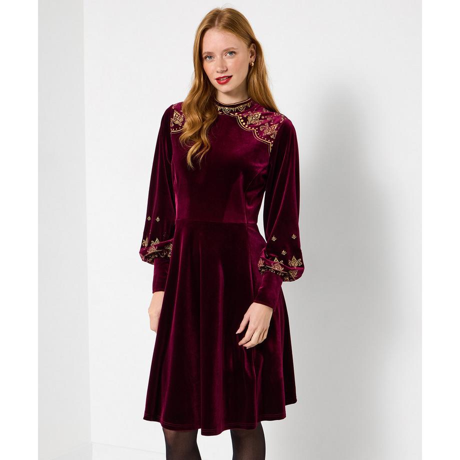 Joe Browns Robe en velours extensible brodée  