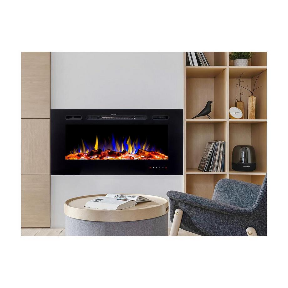 Vente-unique Caminetto elettrico da parete L101,6 x P14 x H54,4 cm Nero - CALBUCO  