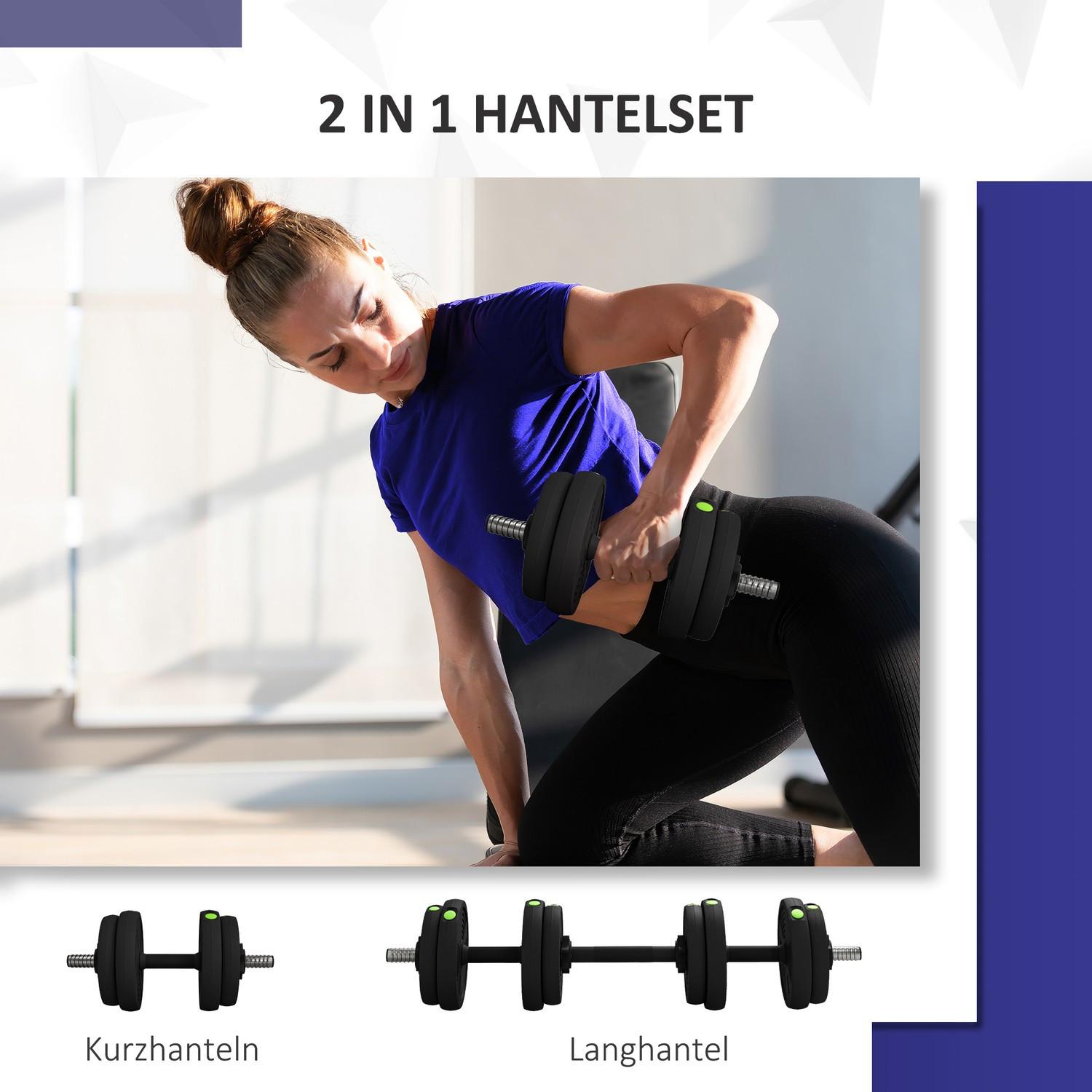 Northio  2-in-1 Hantel Set, 15 kg verstellbar Dumbbell Set mit 8 Hantelscheiben, bodenschonend für Krafttraining, Fitness, Gewichtheben, Schwarz 