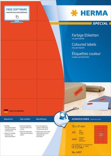 HERMA HERMA Etiketten SPECIAL 70x37mm 4407 rot,perm. 2400 St./100 Bl.  