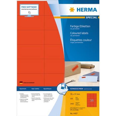 HERMA HERMA Etiketten SPECIAL 70x37mm 4407 rot,perm. 2400 St./100 Bl.  