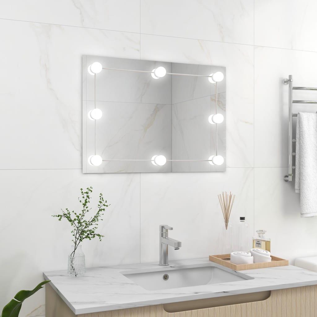 VidaXL Miroir mural avec lampe led verre  