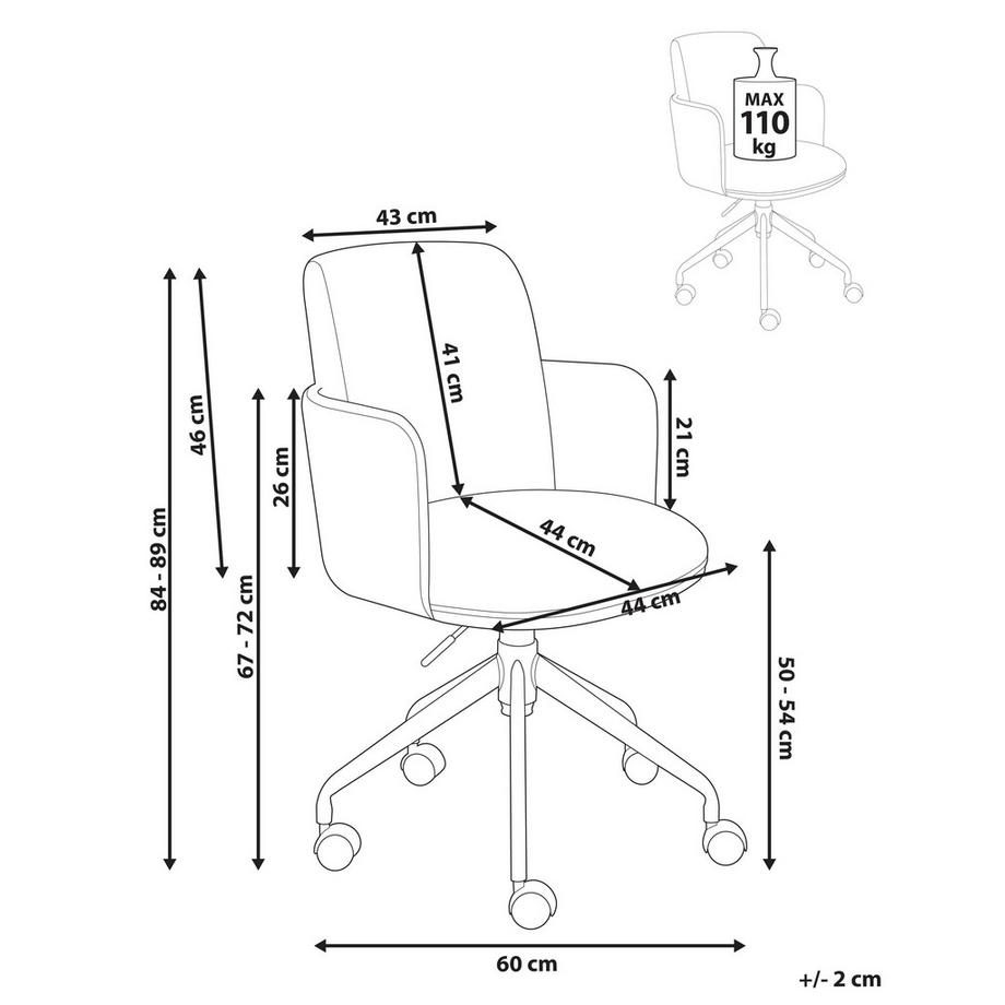 Beliani Sedia da ufficio en Velluto a coste  DRYDEN  