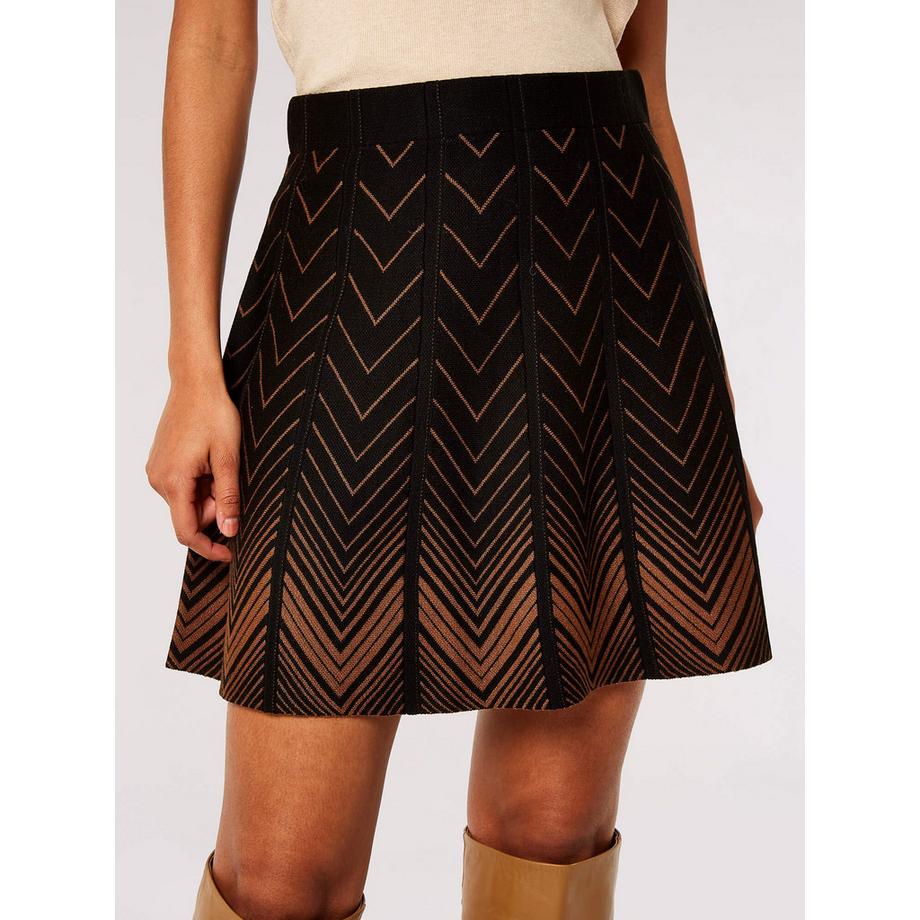 Chevron Knit Pleated Mini Skirt