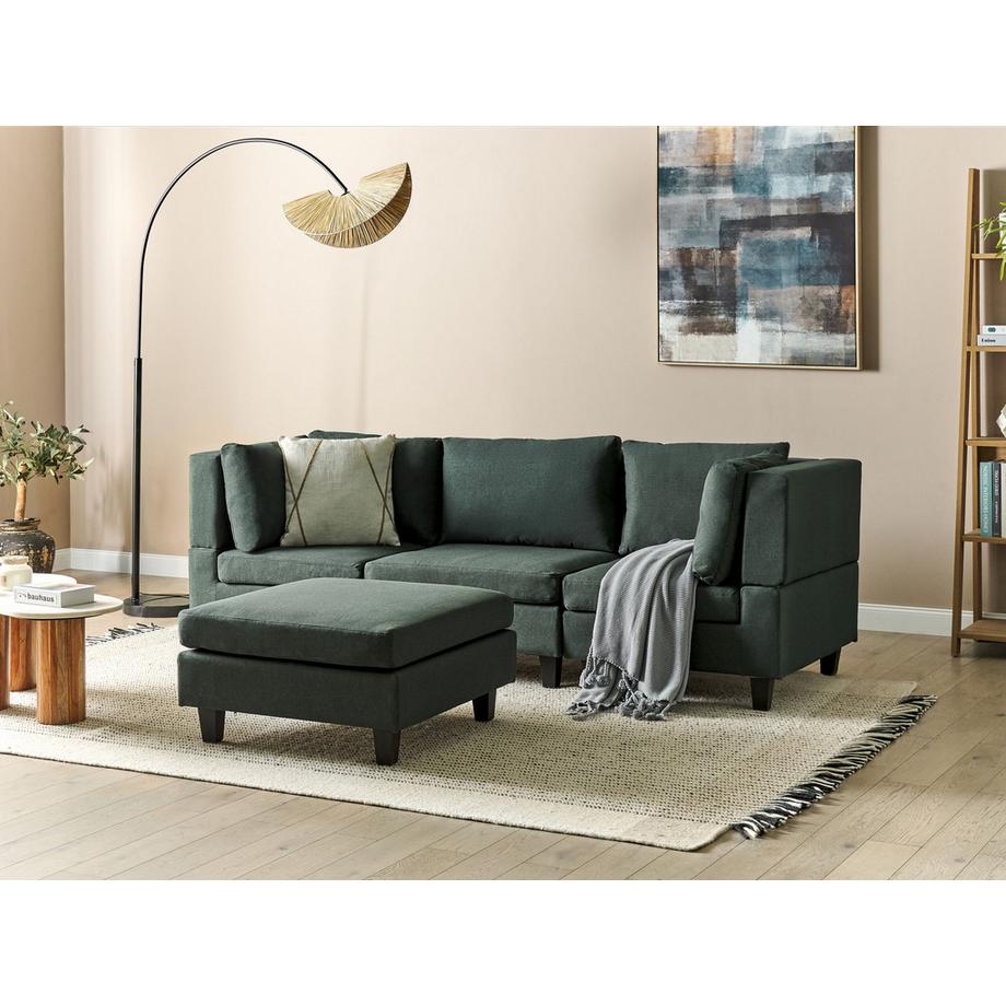 Beliani Canapé avec pouf en Tissu  UNSTAD  