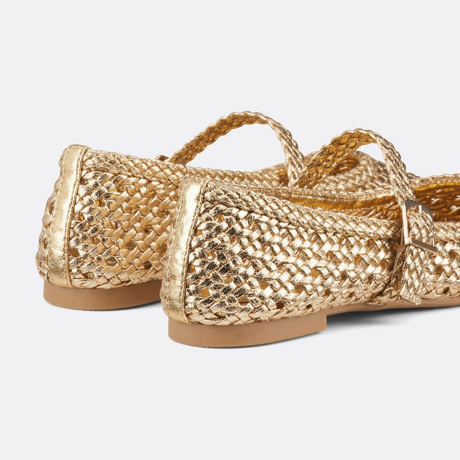 La Redoute Collections Geflochtene Riemchen Ballerinas in Metallic Optik  