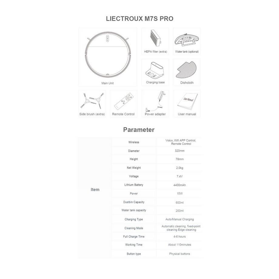Blue Chilli M7S Pro Nass- und Trockensaugroboter mit Wischfunktion, 15 W, Sprachunterstützung  