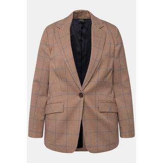 Ulla Popken  Blazer avec col à revers, poches à rabat et motif à carreaux 