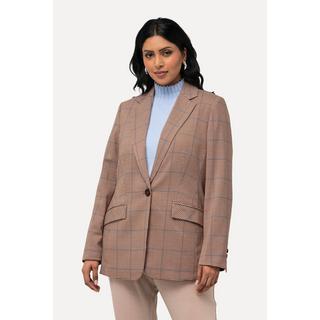 Ulla Popken  Blazer avec col à revers, poches à rabat et motif à carreaux 