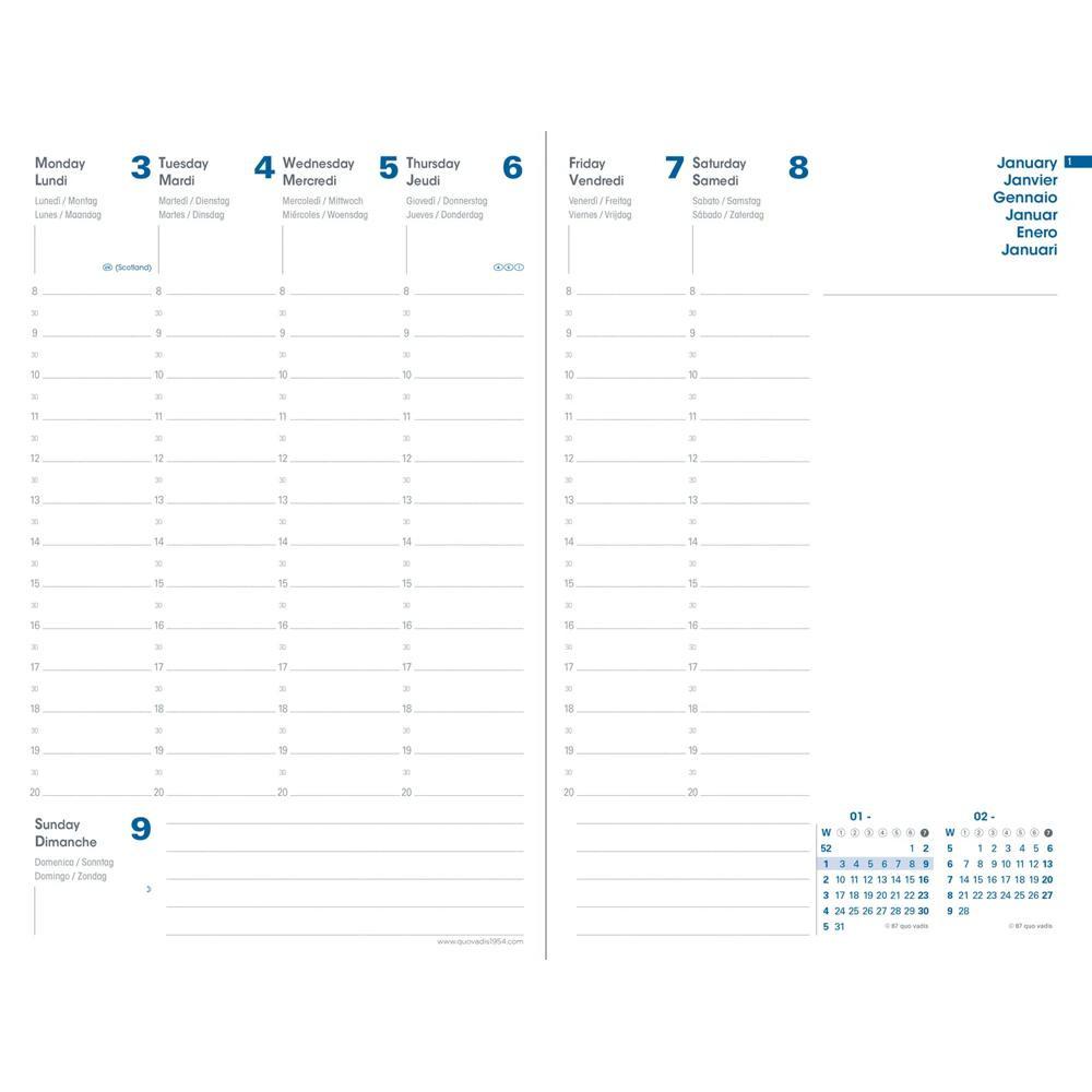 QUO-VADIS Quo Vadis - Agenda - 2025 - Ministro Riciclata - Settimana Planning - Multilingua - Nelies - Marron - 13 mesi da dicembre a dicembre - 16x24 cm - Carta Clairefontaine Riciclata - Prodotto in Francia  