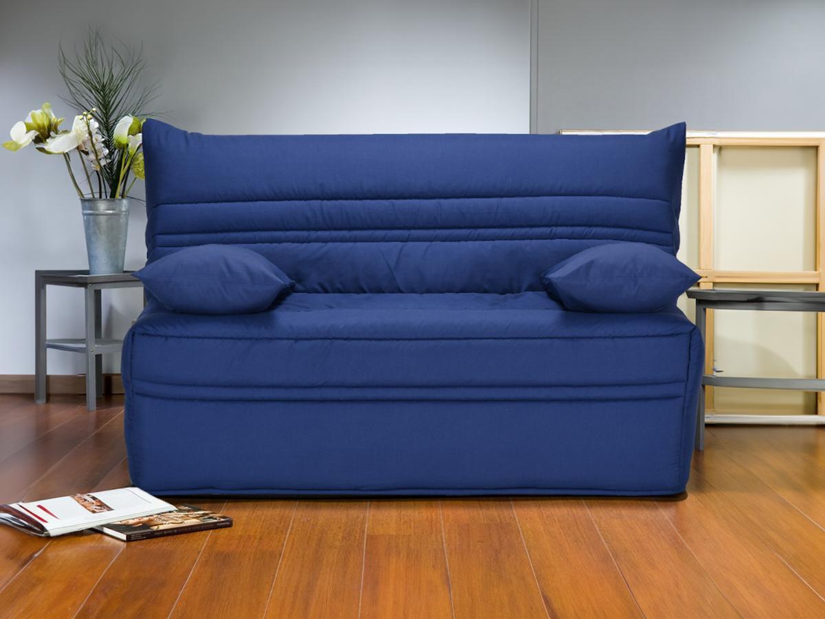 Vente-unique Divano letto BZ con chiusura assistita 140 x 190 cm 100% Cotone Blu - CANYON II  