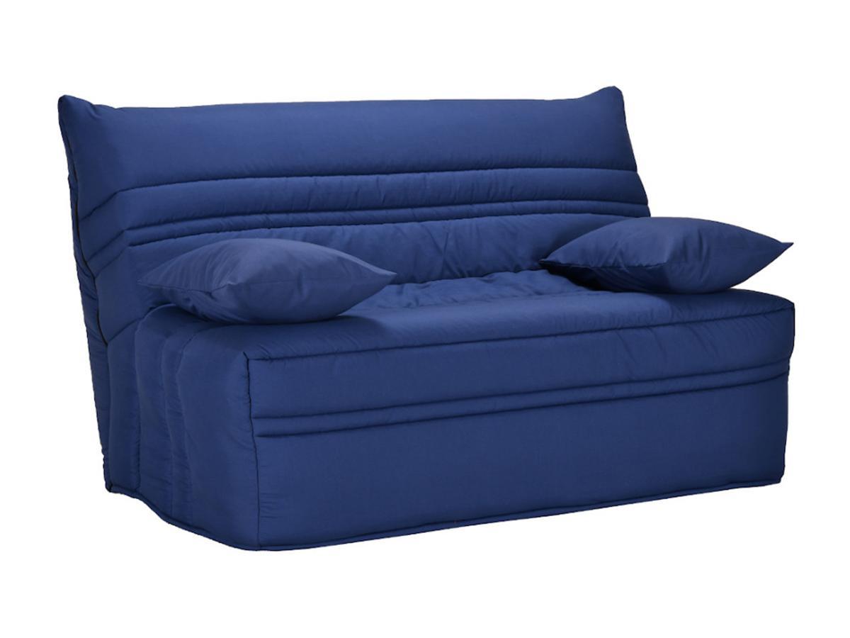 Vente-unique Divano letto BZ con chiusura assistita 140 x 190 cm 100% Cotone Blu - CANYON II  