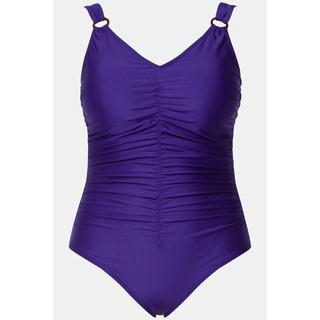 Ulla Popken  Maillot de bain à bonnets souples, fronces, col en V et anneau fantaisie 