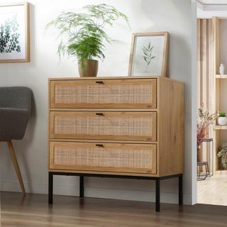 Calicosy Commode 3 Tiroirs Façade Rotin L80 x P39 cm - JAYA  