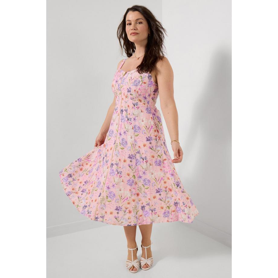 Joe Browns Leinenmix Kleid Herzausschnitt Reissverschluss  