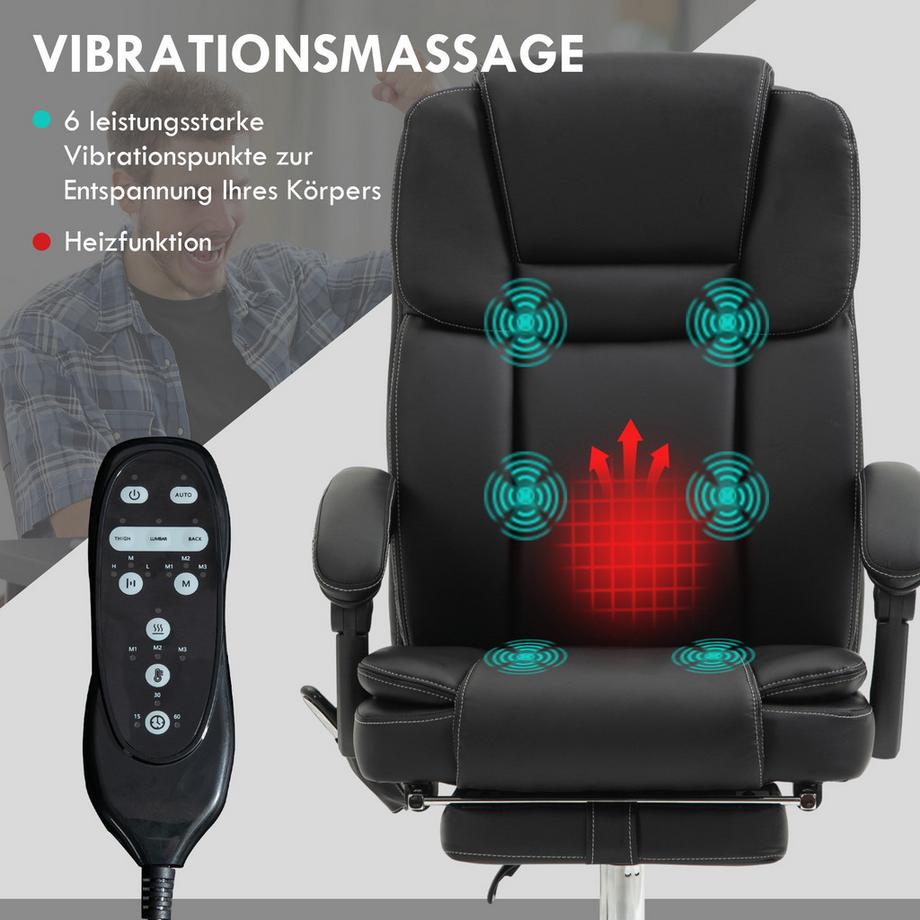 Vinsetto  Chaise de bureau avec fonction massage 
