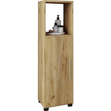 Holz Midischrank | Badschrank mit offenem Fach und einer Drehtür | Maße H. 93 x B. 31 x T. 30 cm | Midischrank - Flandu