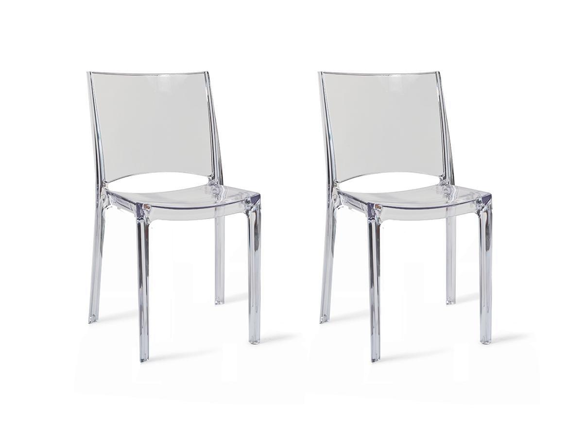Vente-unique Lot de 2 chaises empilables HELLY Polycarbonate plein Cristal  