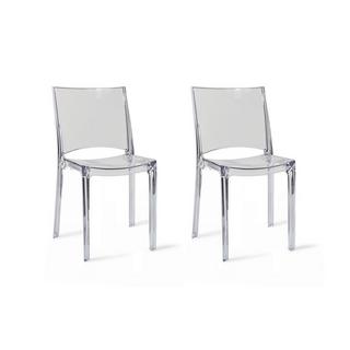 Vente-unique Lot de 2 chaises empilables HELLY Polycarbonate plein Cristal  