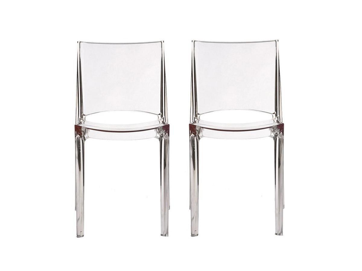 Vente-unique Lot de 2 chaises empilables HELLY Polycarbonate plein Cristal  