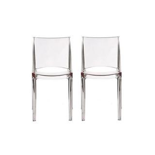 Vente-unique Lot de 2 chaises empilables HELLY Polycarbonate plein Cristal  