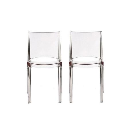 Vente-unique Lot de 2 chaises empilables HELLY Polycarbonate plein Cristal  