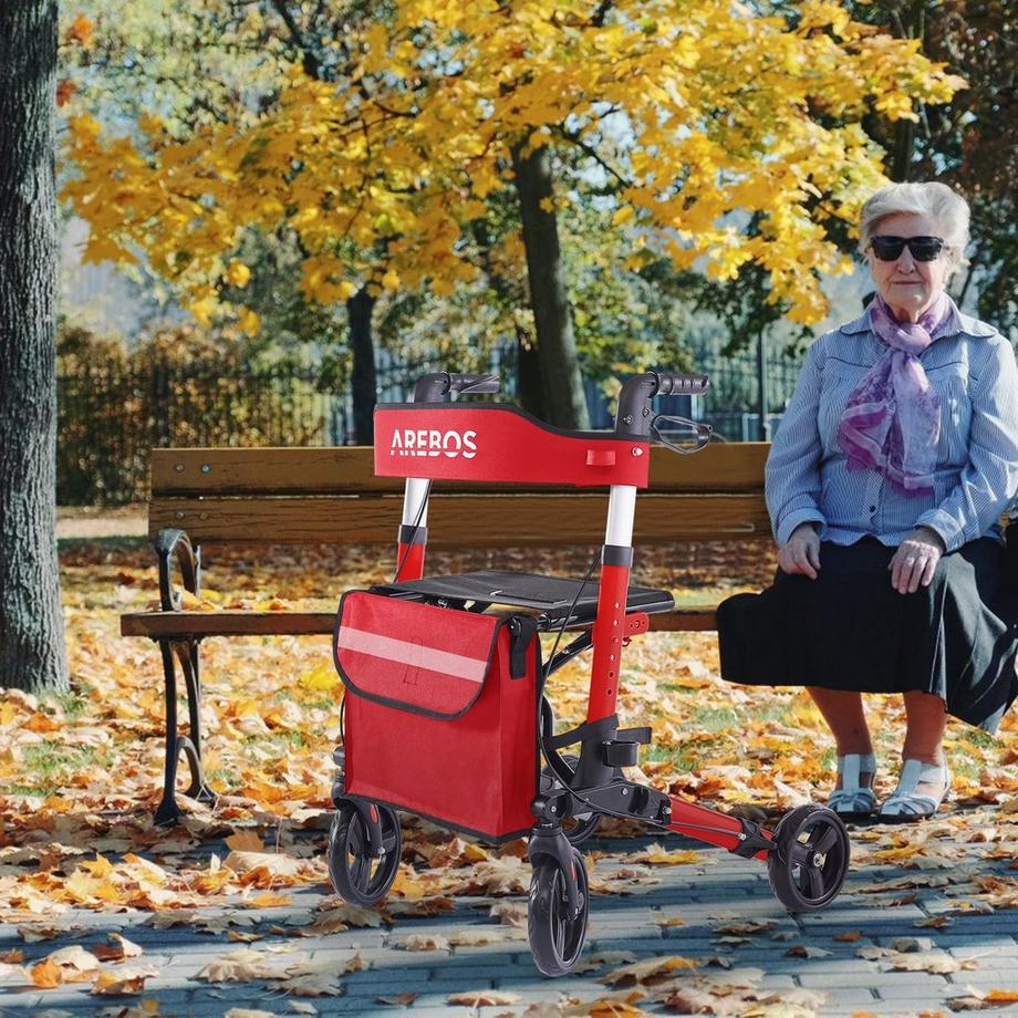 Arebos  Alu Rollator | Klappbar | Leichtgewichtsrollator | 6 Höheneinstellung 