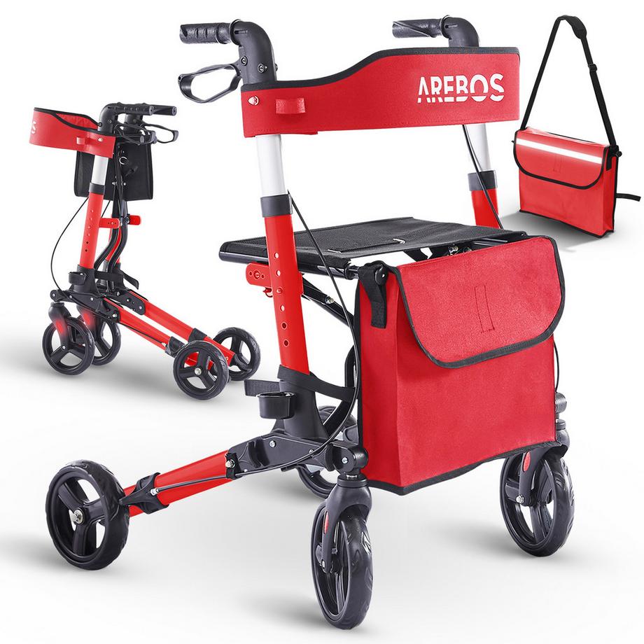 Arebos  Alu Rollator | Klappbar | Leichtgewichtsrollator | 6 Höheneinstellung 