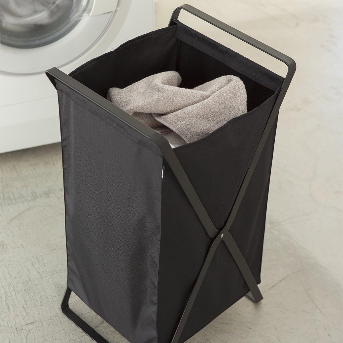 Calicosy Panier à linge pliable noir Tower - L30 cm  