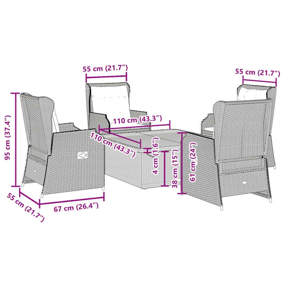 VidaXL set salotto da giardino Polirattan  