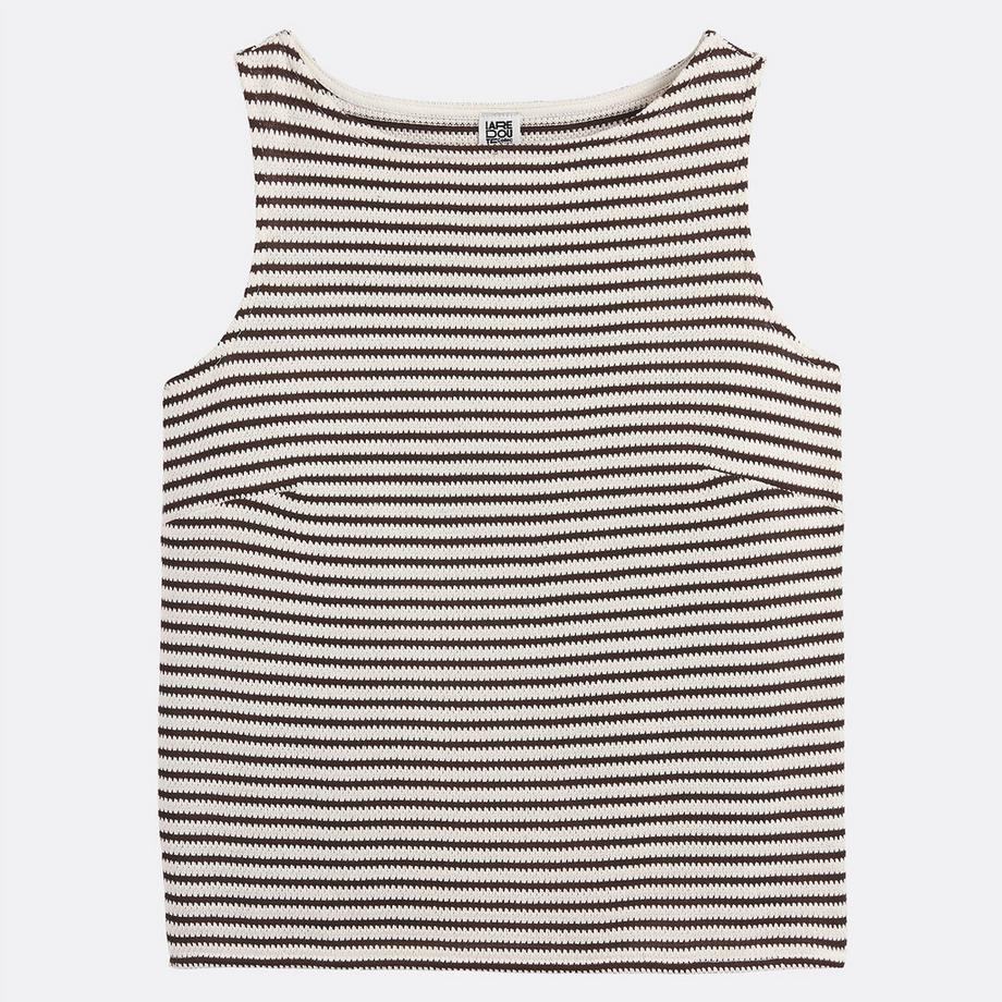 La Redoute Collections Débardeur col rond en crochet rayé  