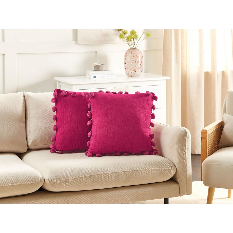 Beliani Dekokissen 2er Set aus Polyester Boho JASMINE  