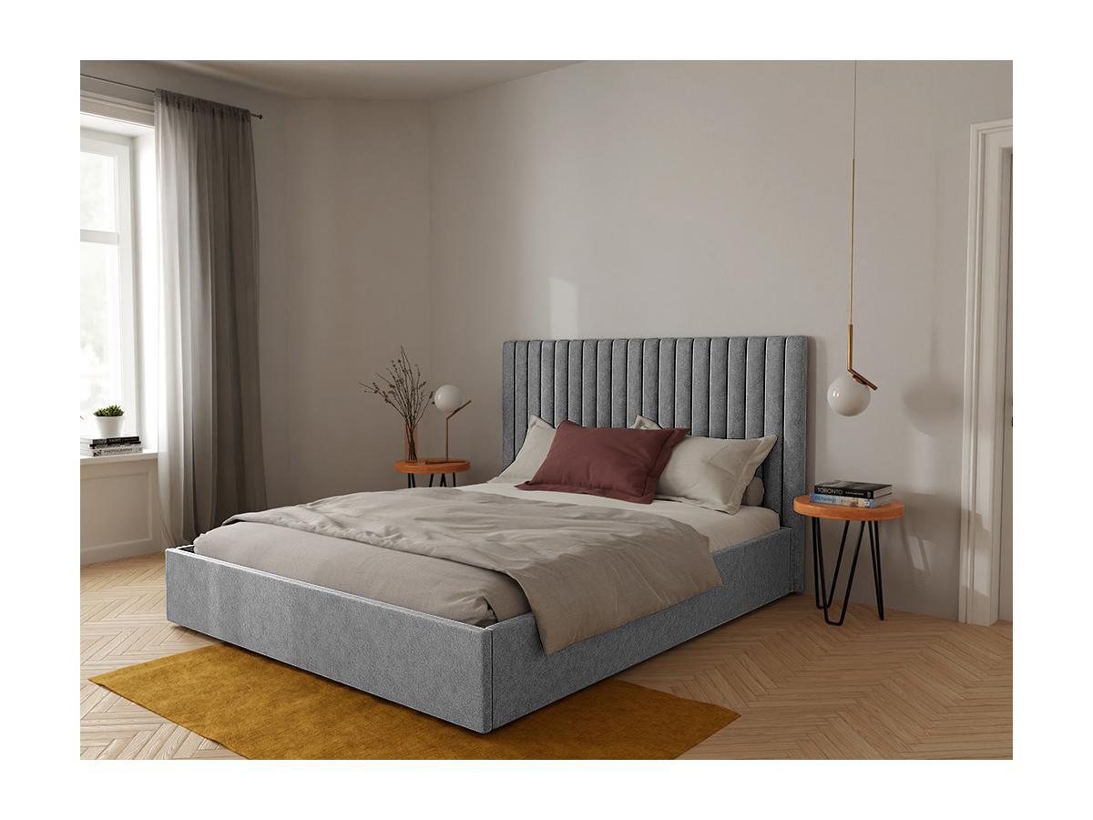 Vente-unique Bett mit Bettkasten BettKopfteil Stoff SARAH  