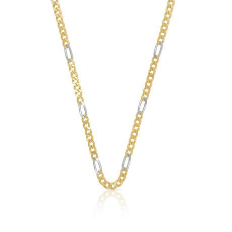 MUAU Schmuck  Collier figaro bicolore or jaune/or blanc 750, 2.9mm, 42cm 