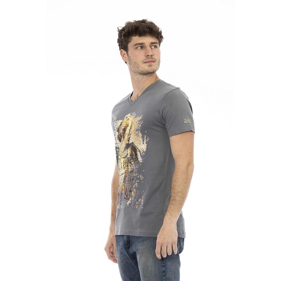 TRUSSARDI T-shirt manches courtes col en V avec imprimé graphique  