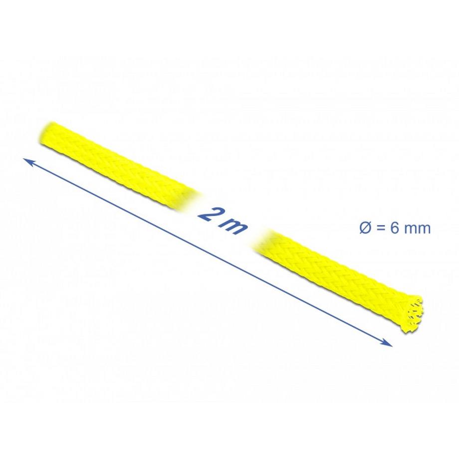 DeLock  Geflechtschlauch dehnbar 2 m x 6 mm gelb 