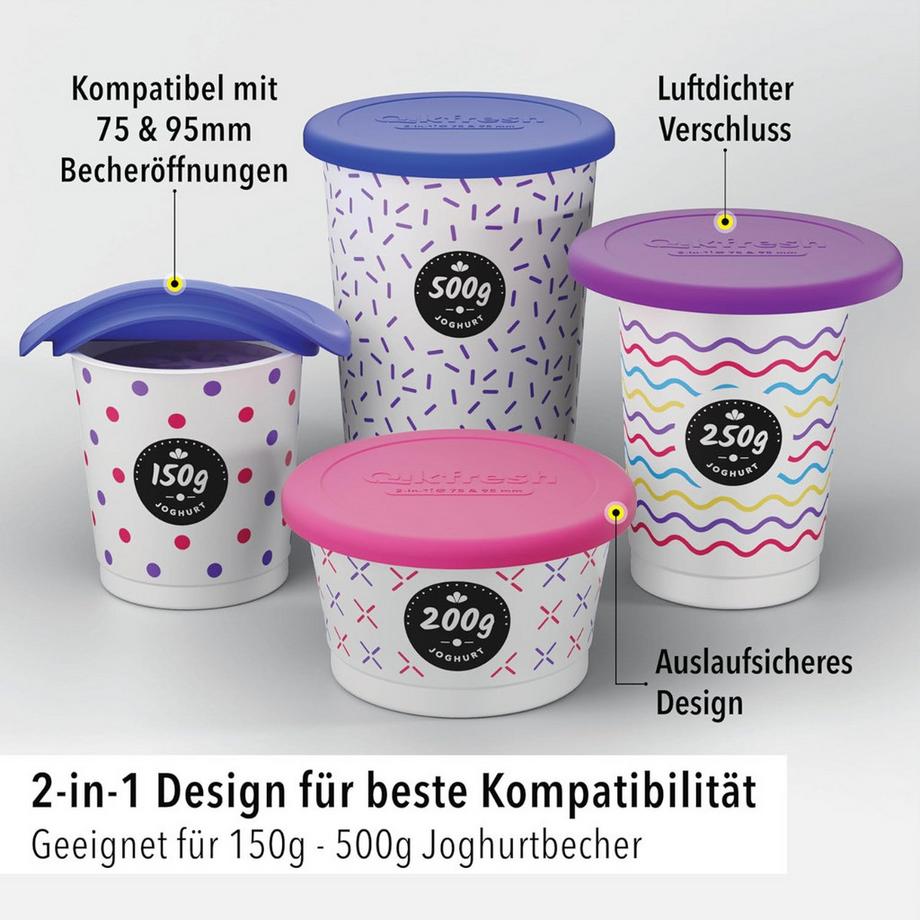 Qikfresh  Mehrweg Frischedeckel für Joghurtbecher 