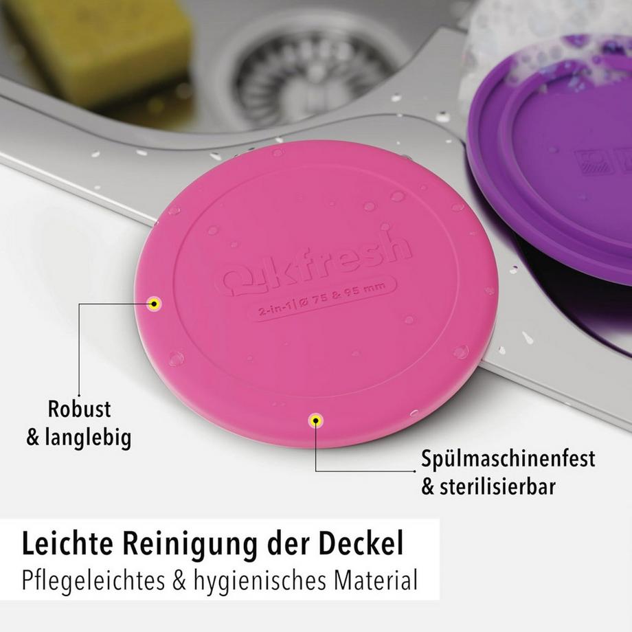 Qikfresh  Mehrweg Frischedeckel für Joghurtbecher 
