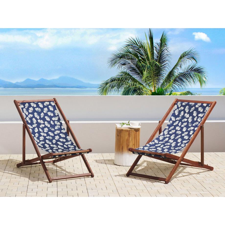 Beliani Set mit 2 klappbaren Liegestühlen aus Stoff  ANZIO  