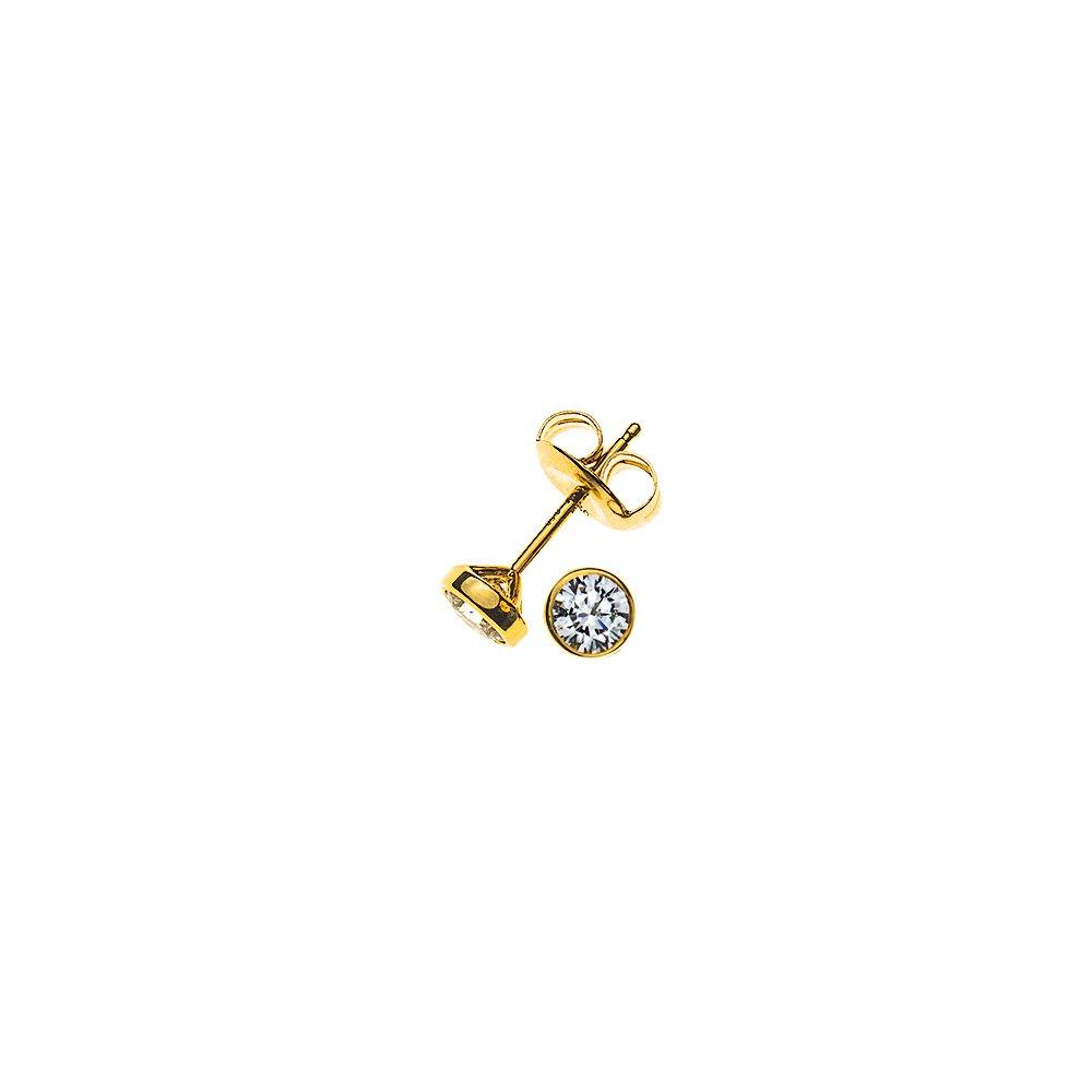 MUAU Schmuck  Solitär Ohrstecker Zargen-Fassung Gelbgold 750 Brillanten 0.20ct. 5mm 