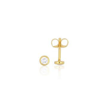 Clous d'oreilles solitaires monture or jaune 750 diamants 0,20ct. 5mm