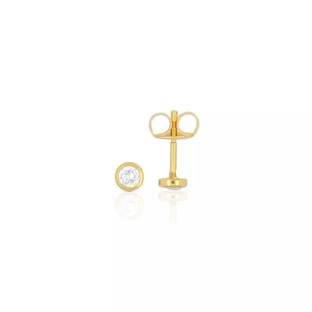 MUAU Schmuck - Solitär Ohrstecker Zargen-Fassung Gelbgold 750 Brillanten 0.20ct. 5mm, One Size