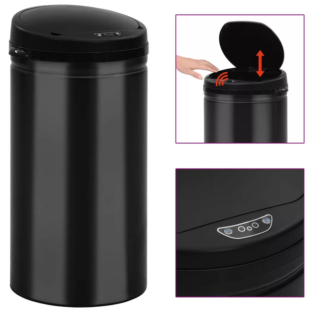VidaXL - Poubelle acier, One Size, Noir