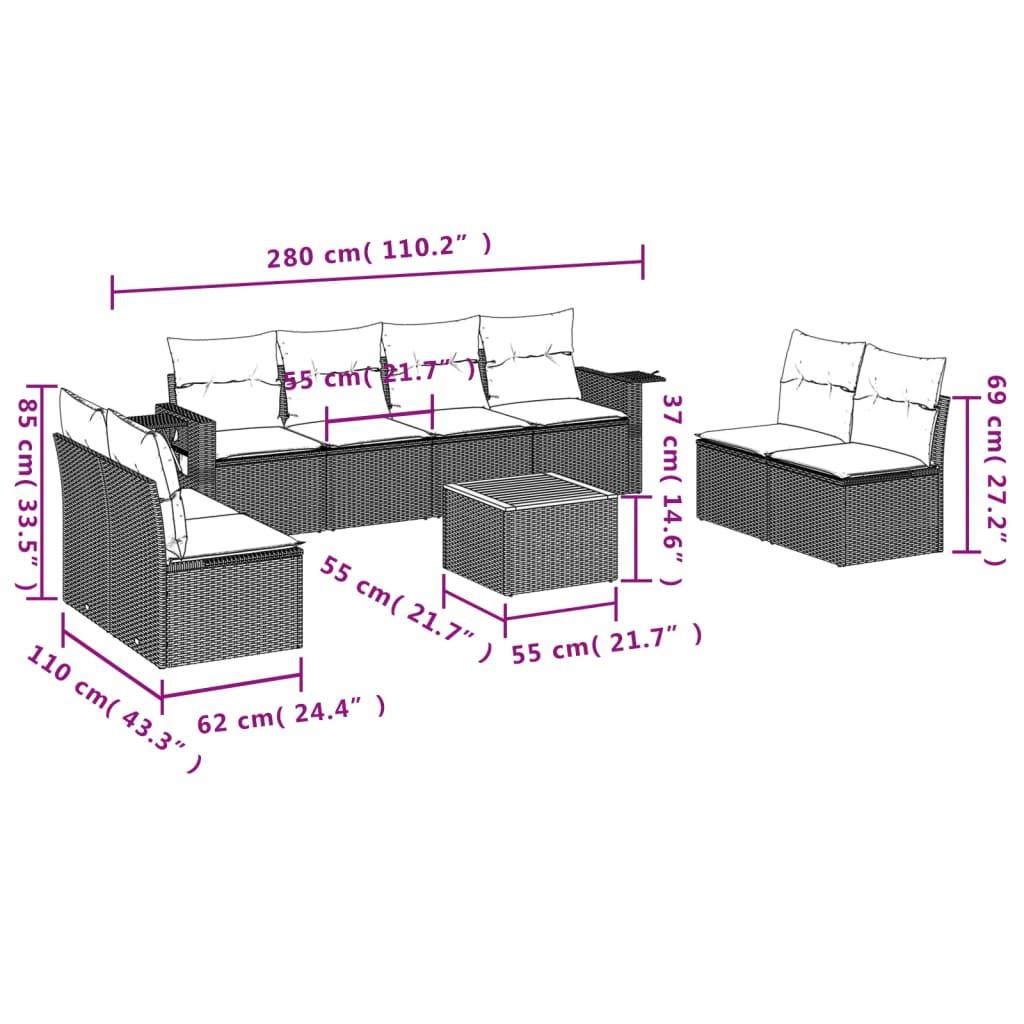 VidaXL Ensemble de canapés de jardin rotin synthétique  