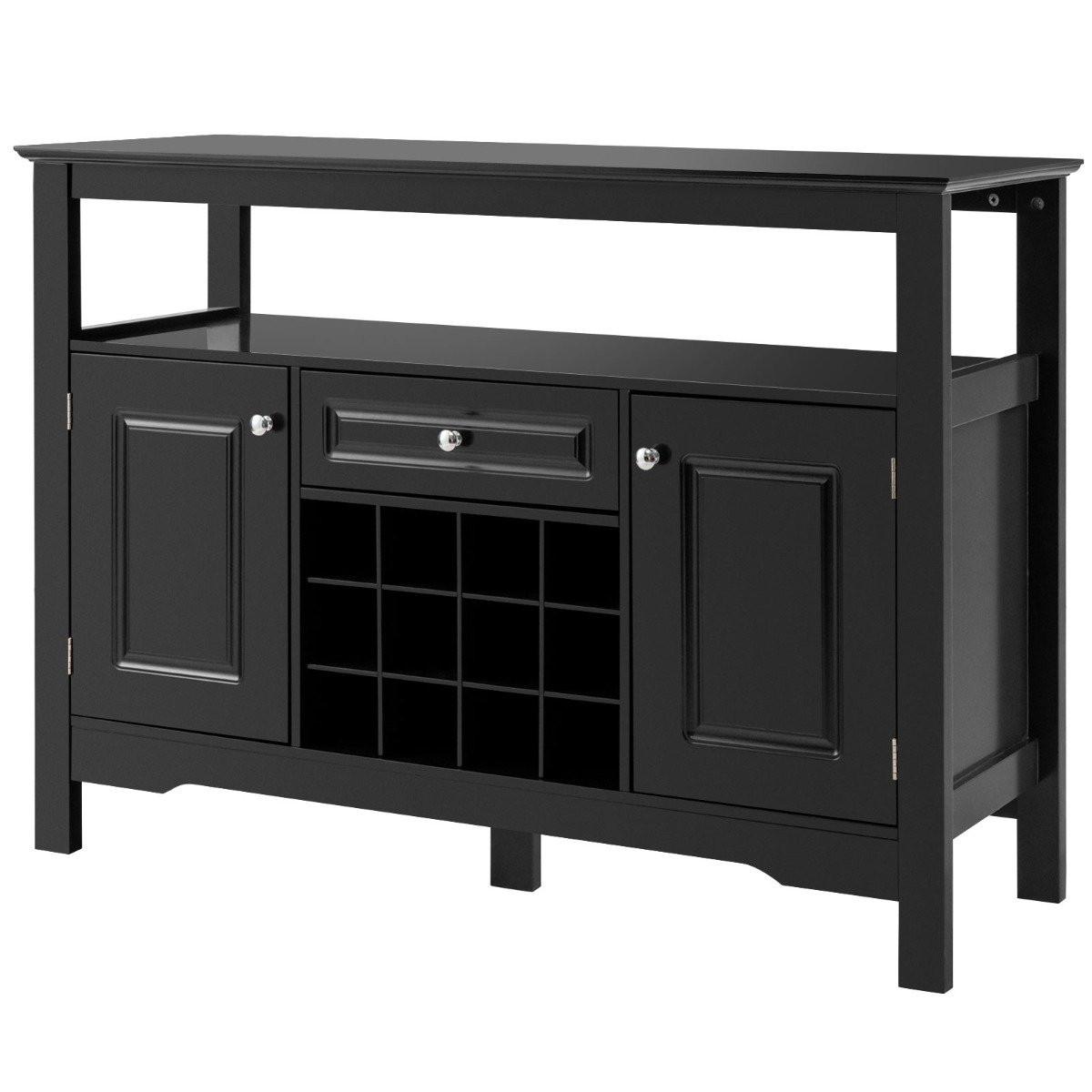 B2X Buffet moderno per sala da pranzo con portabottiglie, armadietti e cassetti 117 x 40,5 x 82,5 cm nero  